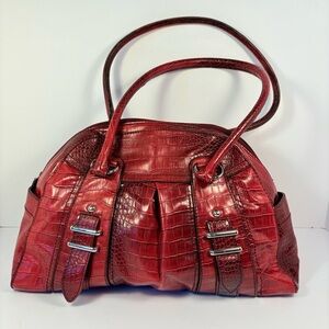 Boho Red Crocodile-Embossed Purse Handbag Pocketbook
